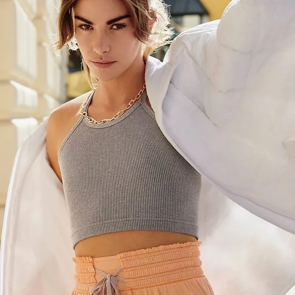 Free People Movement Tank Happiness Runs Crop Heather Grey XS/S - Picture 3 of 13